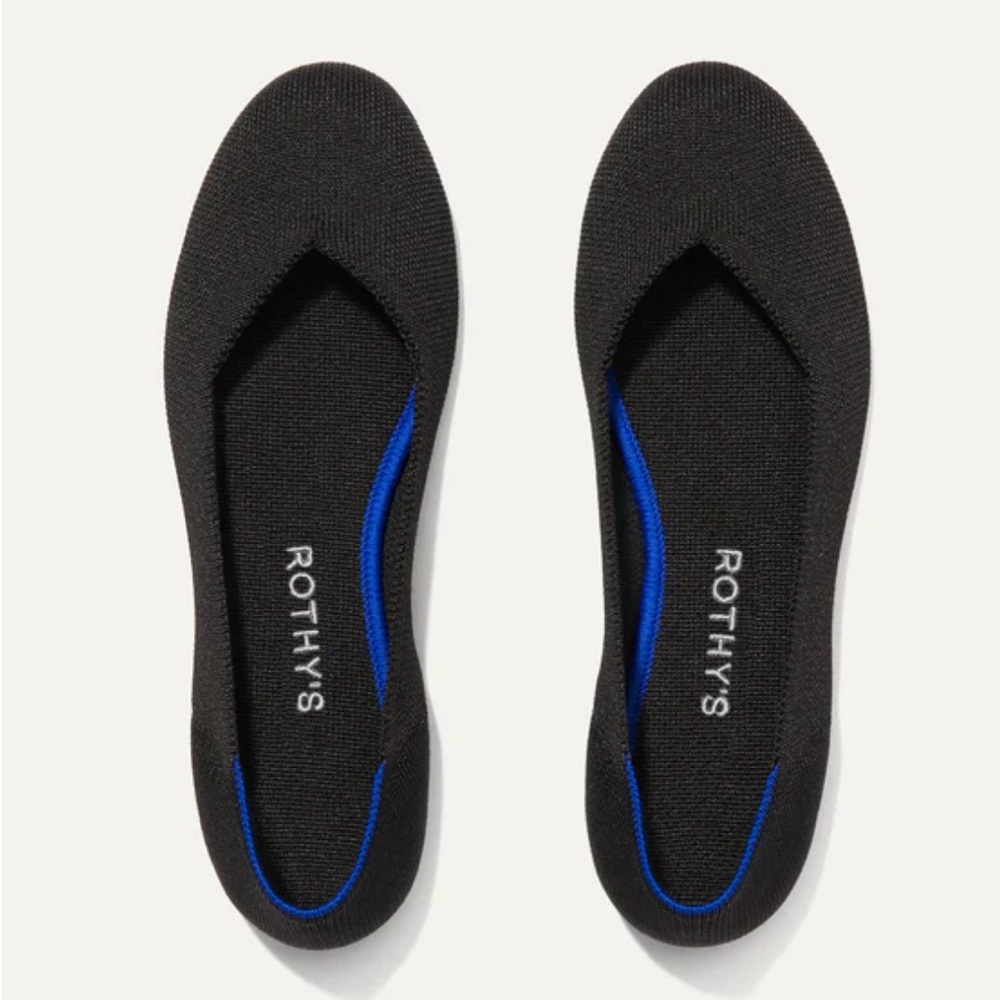 Rothys The Flat, Black Solid, Size 8.5, Black. Brand New, Never Worn!